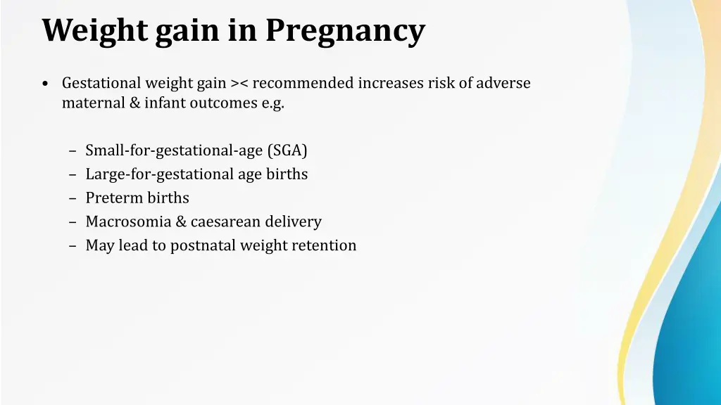 weight gain in pregnancy