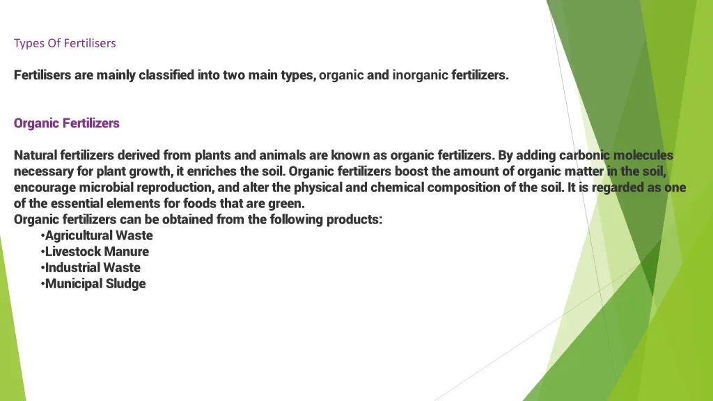 types of fertilisers