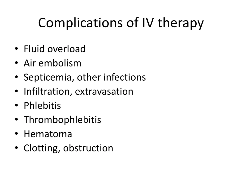 complications of iv therapy