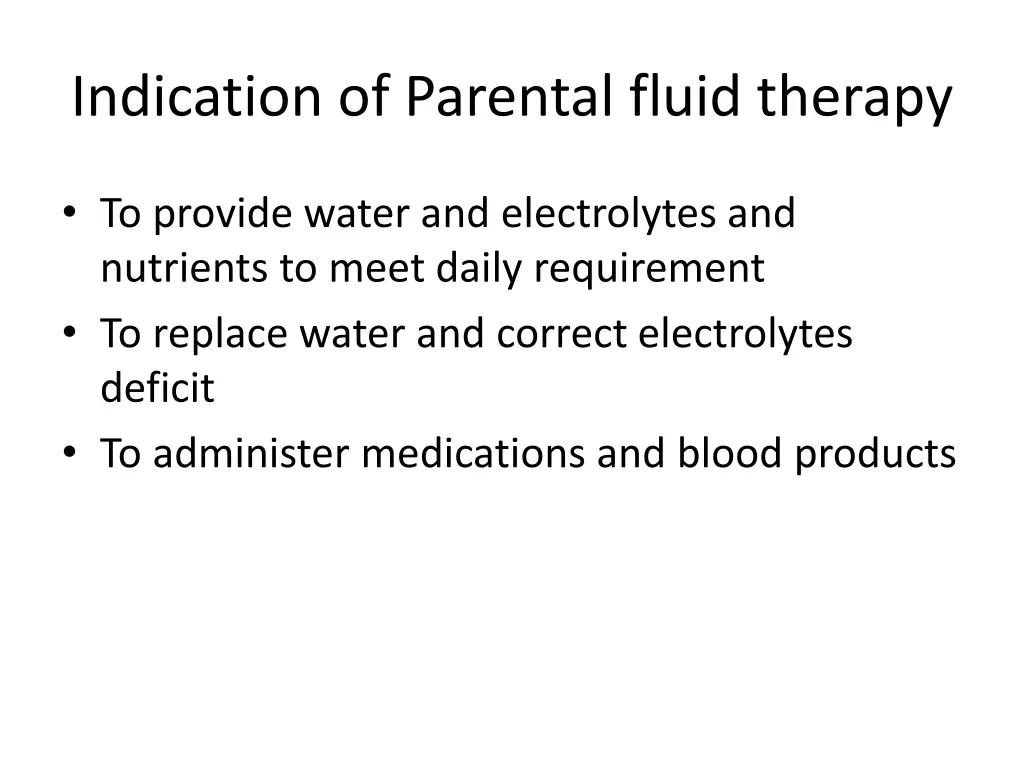 indication of parental fluid therapy