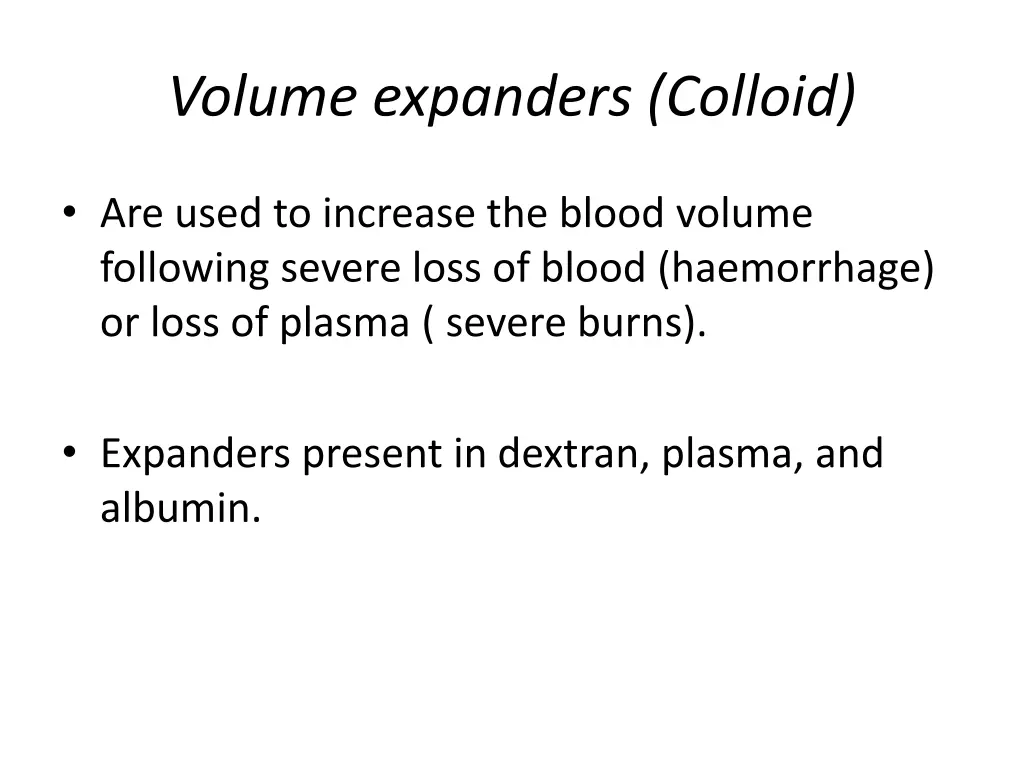 volume expanders colloid