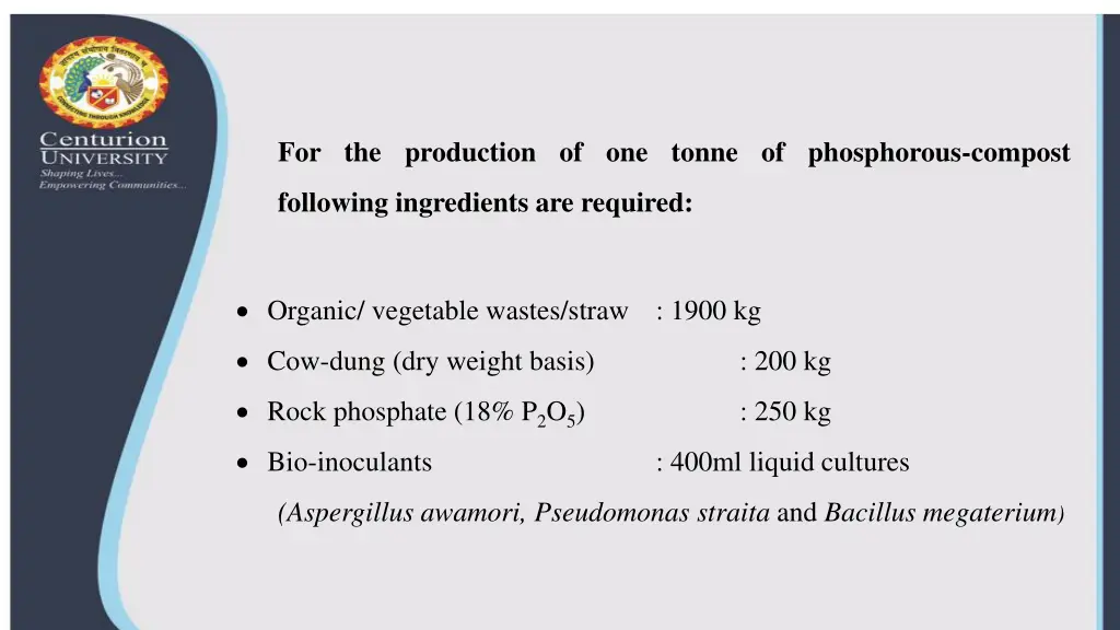 for the production of one tonne of phosphorous