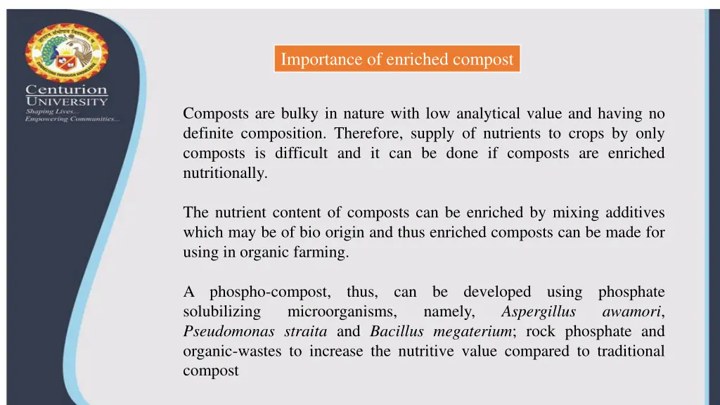 importance of enriched compost