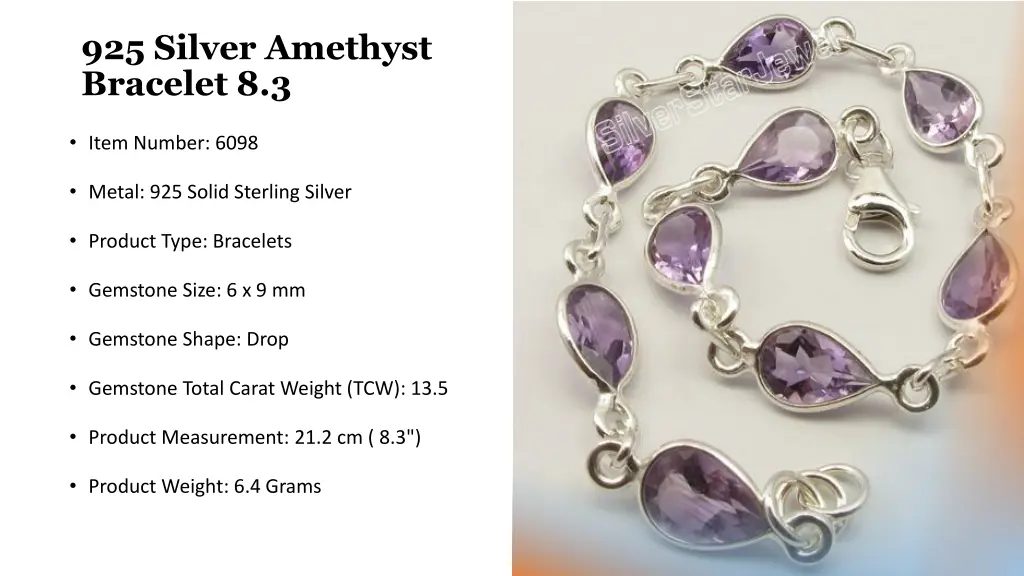 925 silver amethyst bracelet 8 3