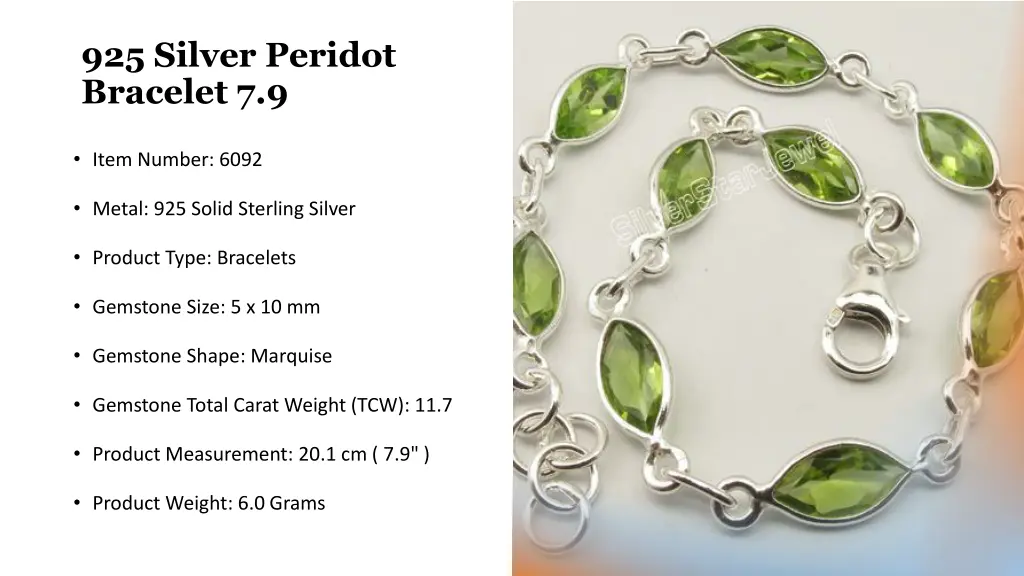 925 silver peridot bracelet 7 9