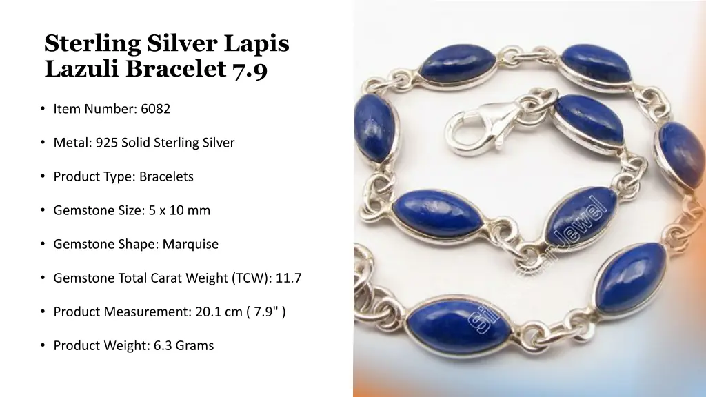 sterling silver lapis lazuli bracelet 7 9