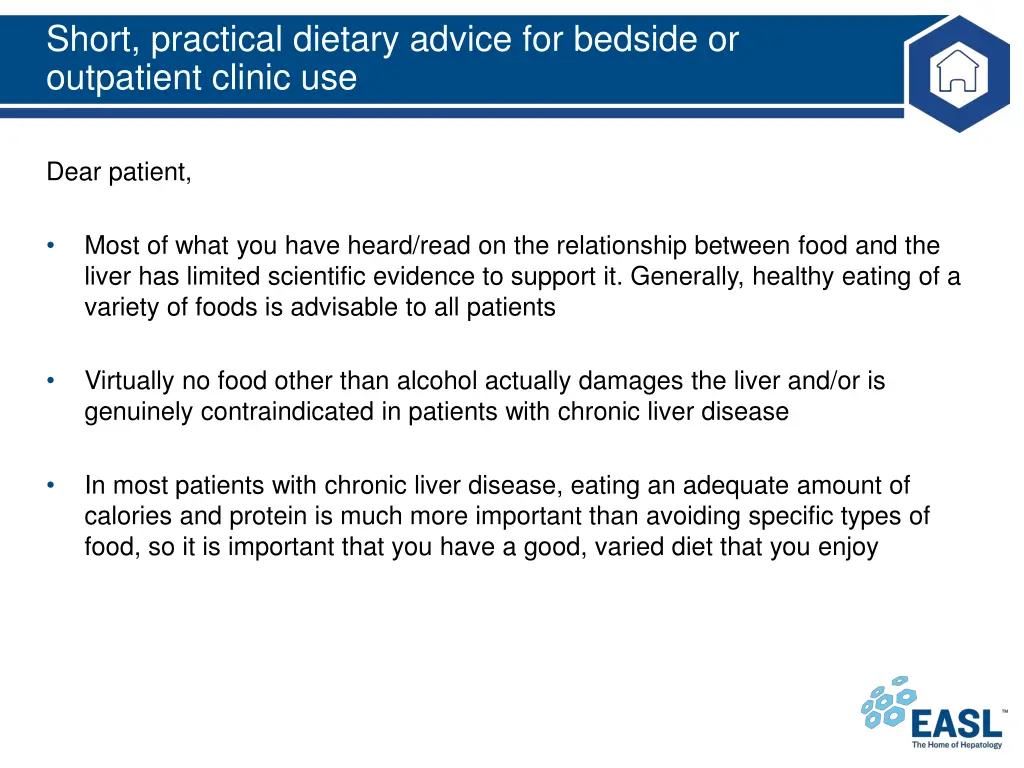 short practical dietary advice for bedside