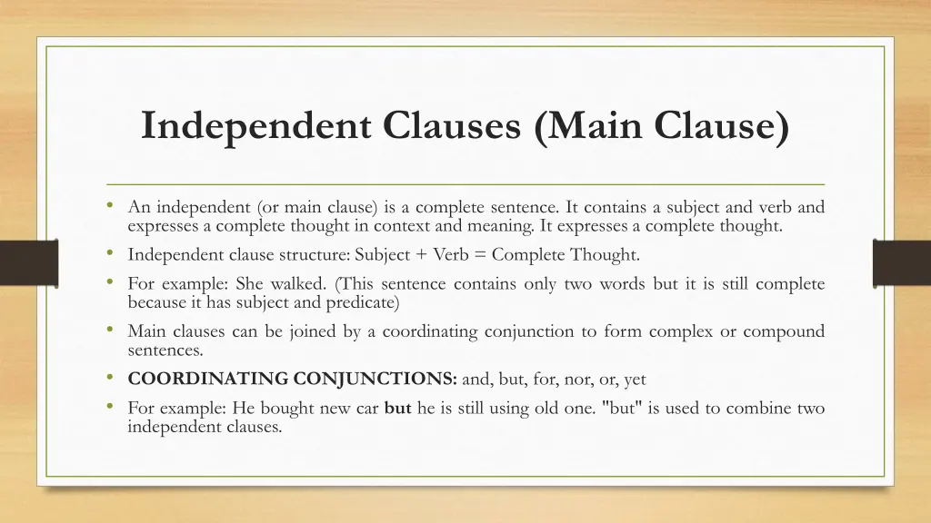 independent clauses main clause