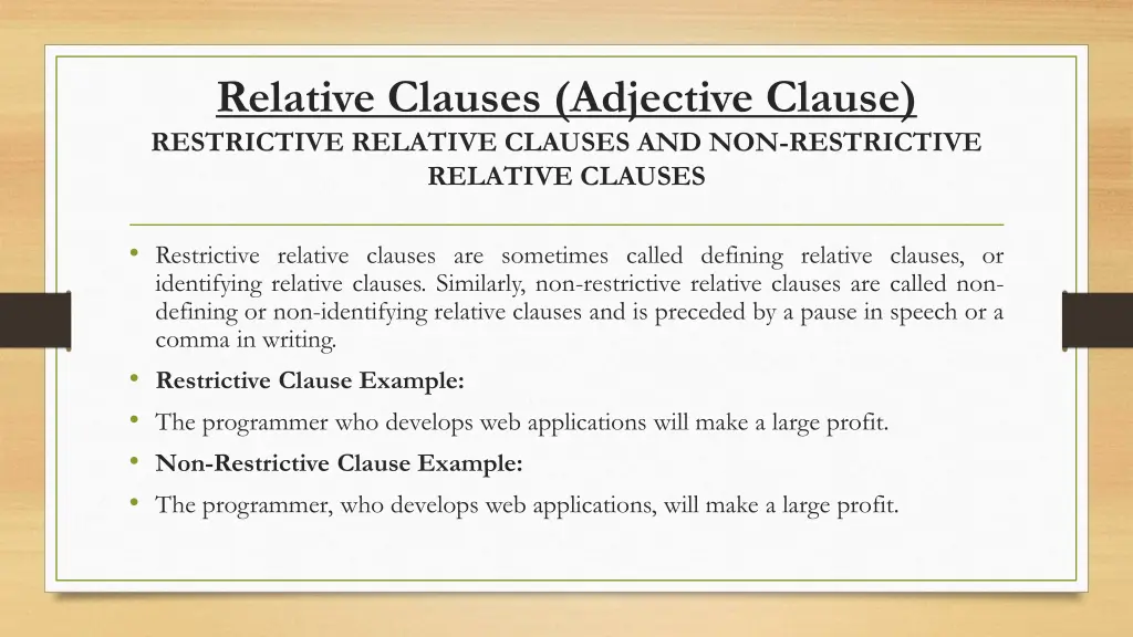 relative clauses adjective clause restrictive