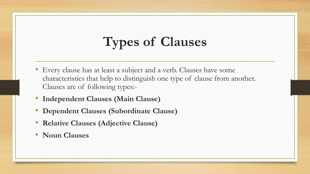 types of clauses 1