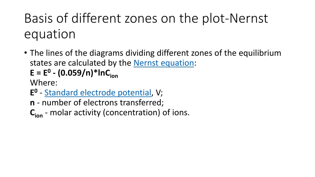 basis of different zones on the plot nernst