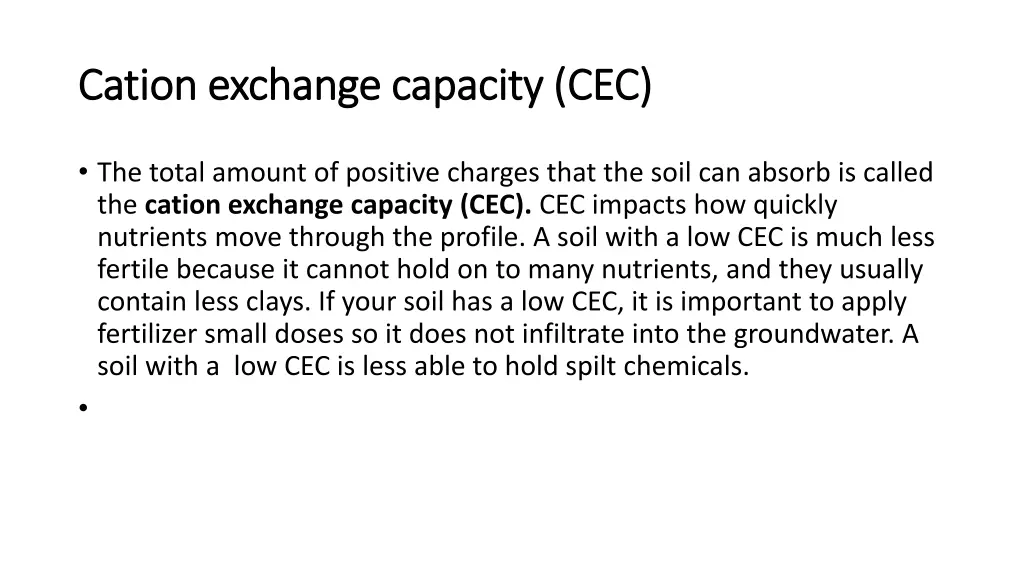 c cation ation exchange capacity cec exchange