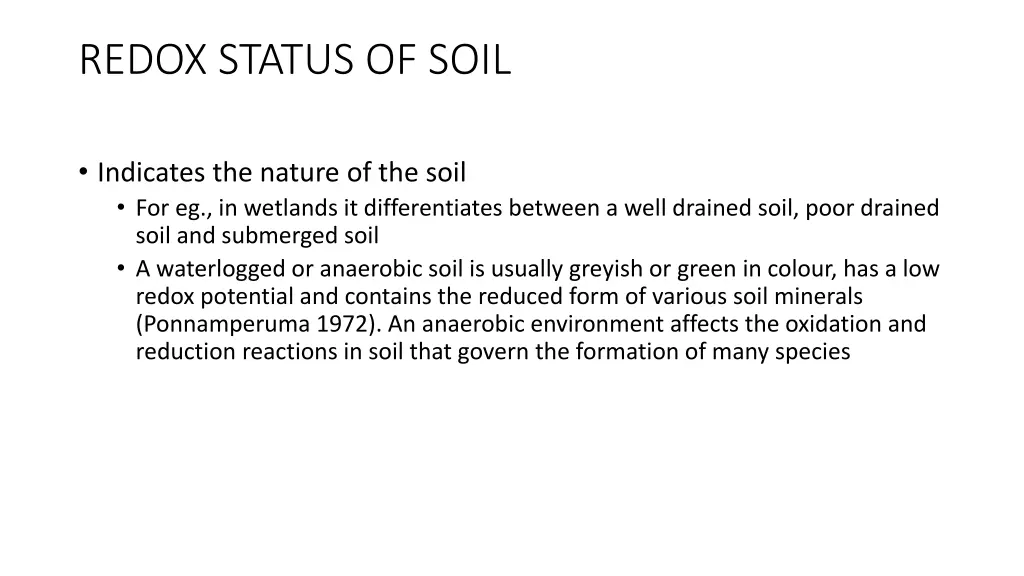 redox status of soil