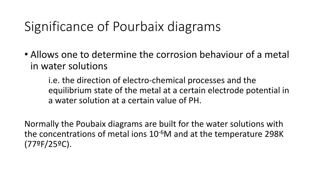 significance of pourbaix diagrams