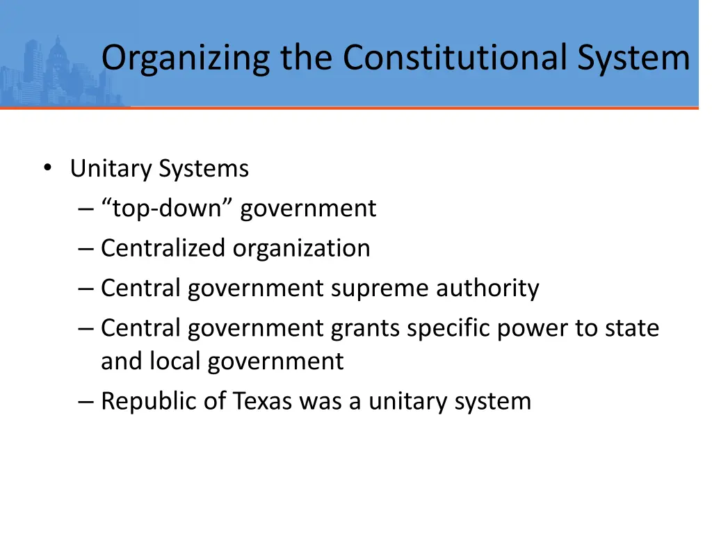 organizing the constitutional system