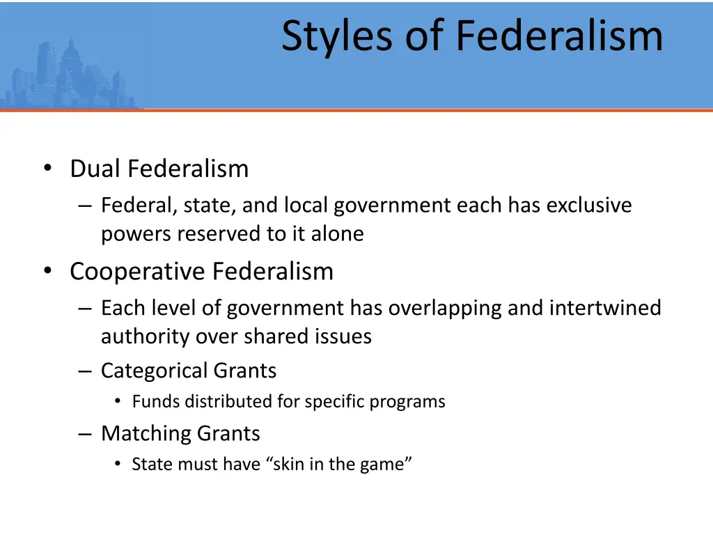 styles of federalism