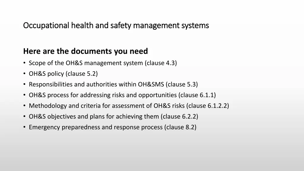 occupational health and safety management systems