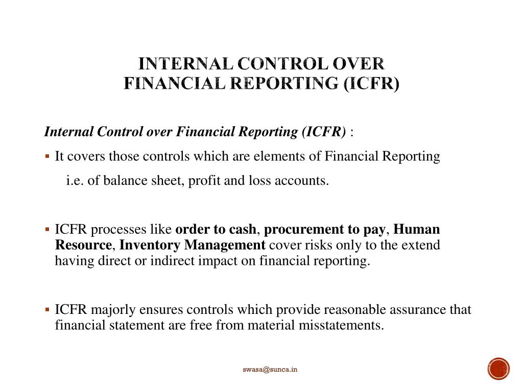 internal control over financial reporting icfr