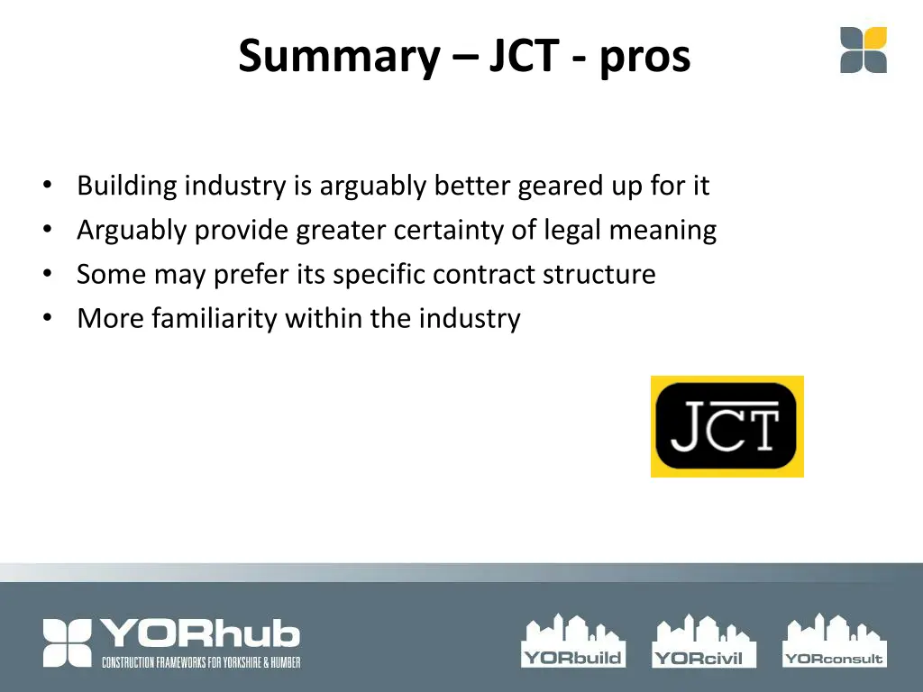 summary jct pros