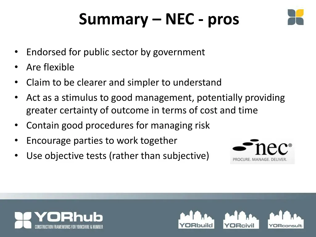 summary nec pros