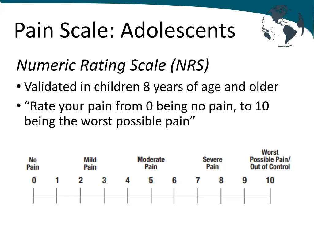 pain scale adolescents