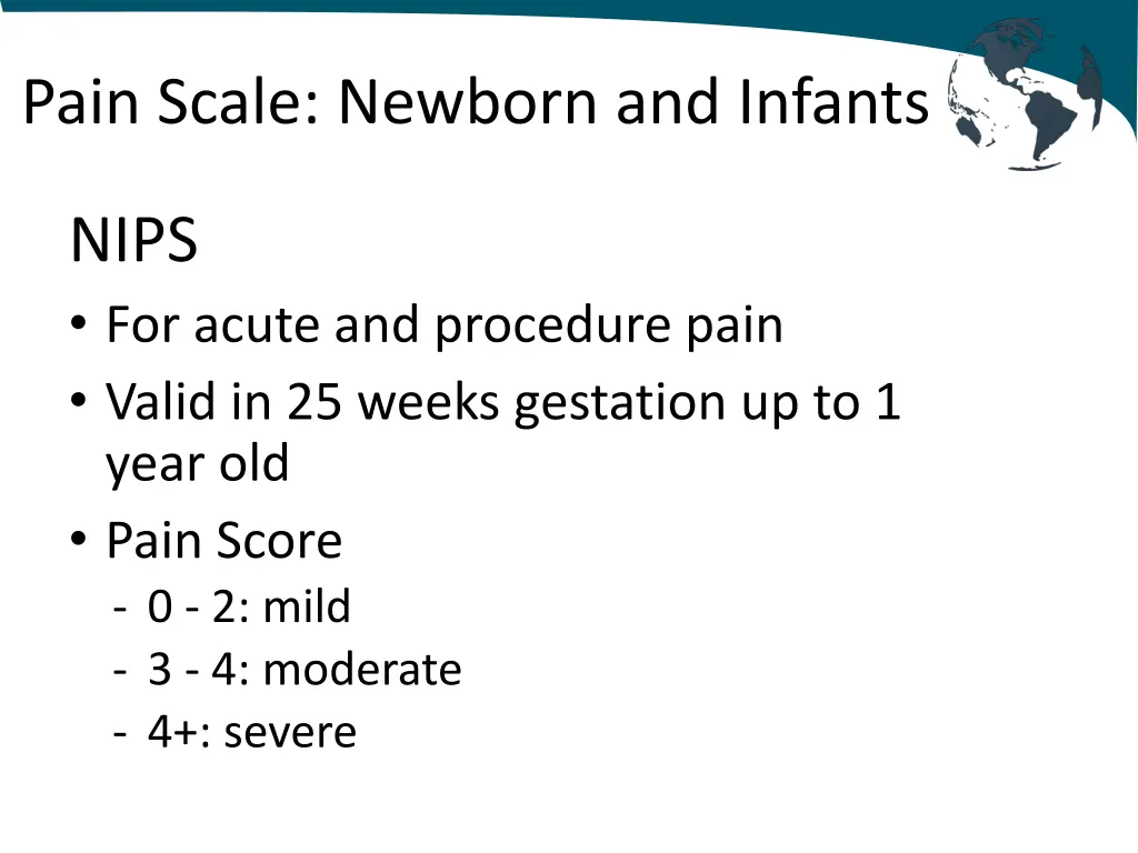 pain scale newborn and infants