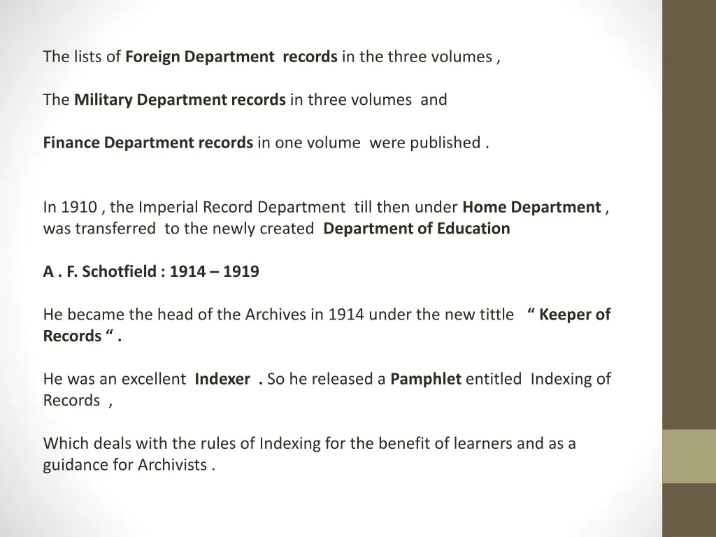 the lists of foreign department records