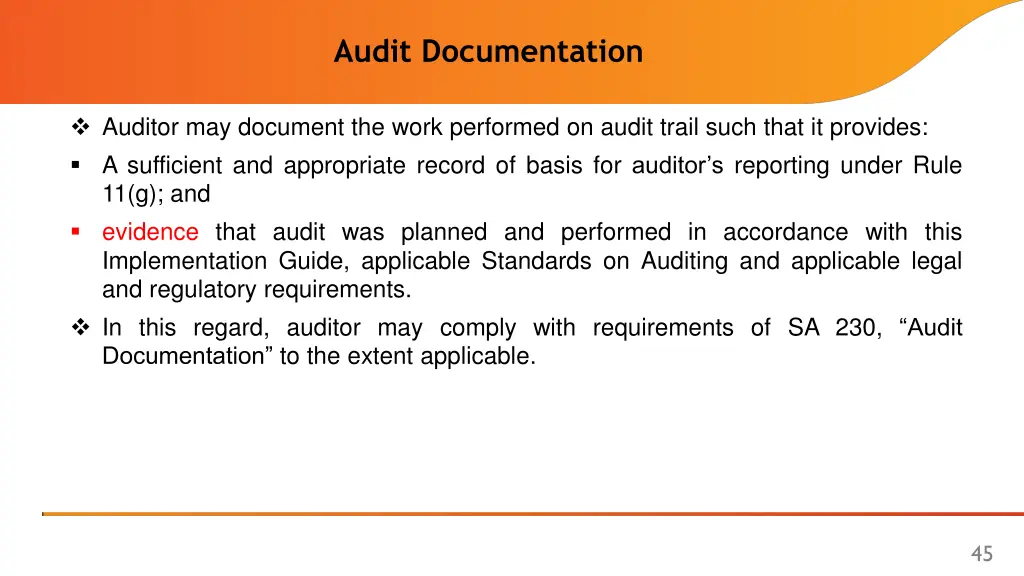 audit documentation