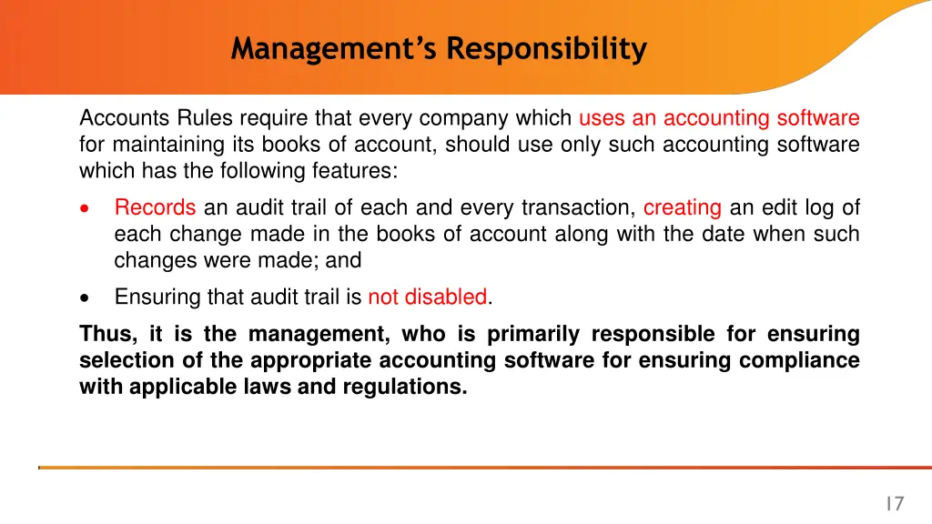 management s responsibility