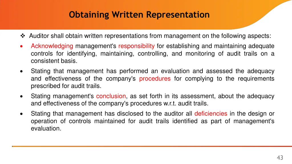 obtaining written representation