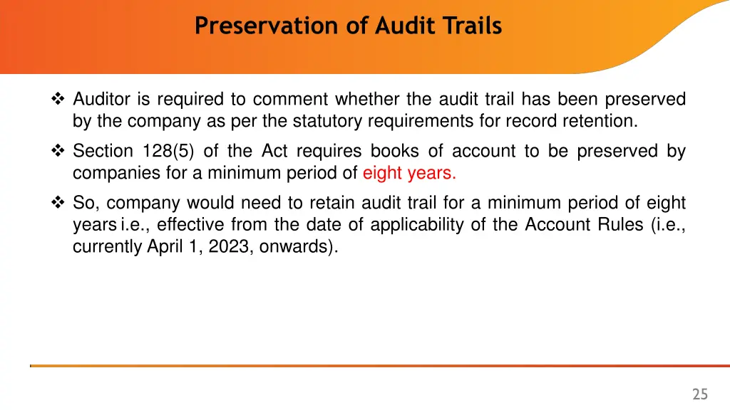 preservation of audit trails