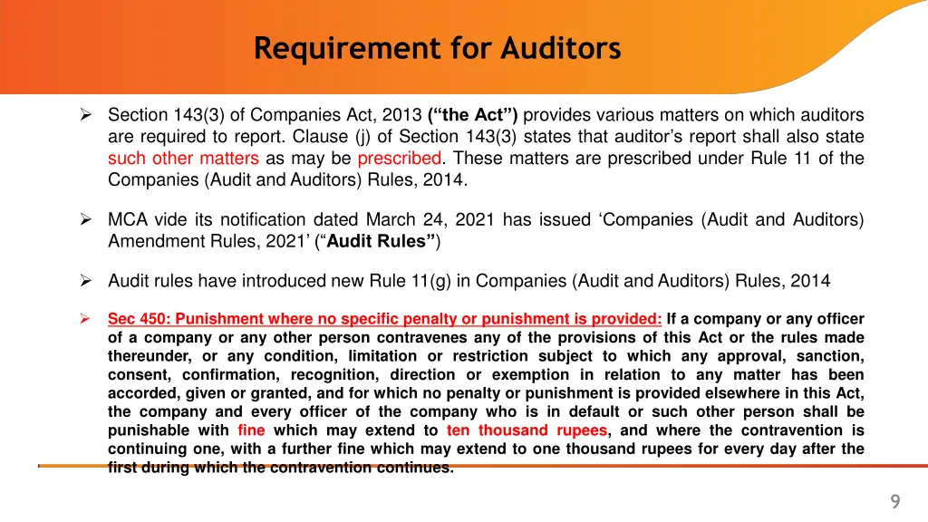 requirement for auditors