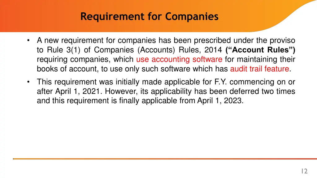 requirement for companies