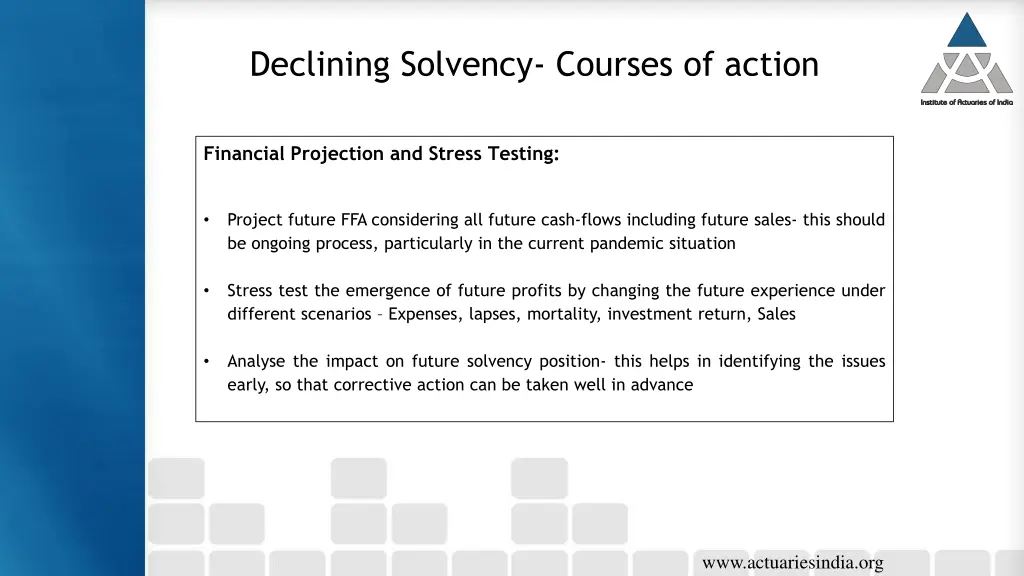 declining solvency courses of action