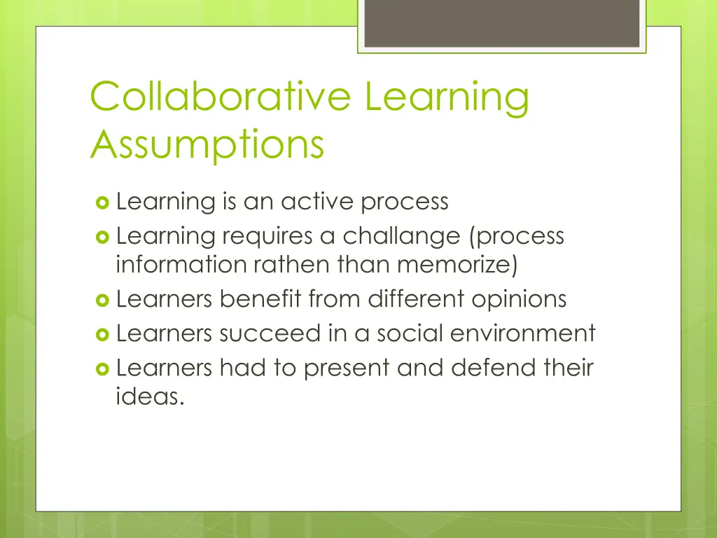 collaborative learning assumptions