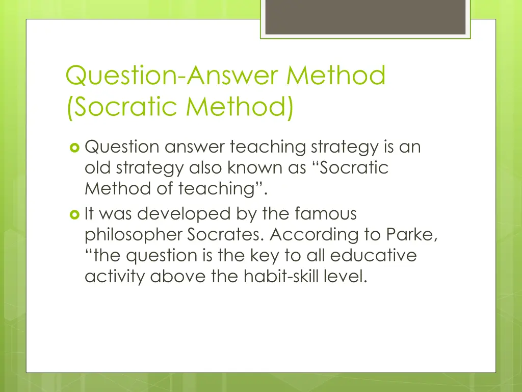 question answer method socratic method