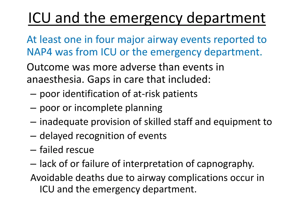 icu and the emergency department