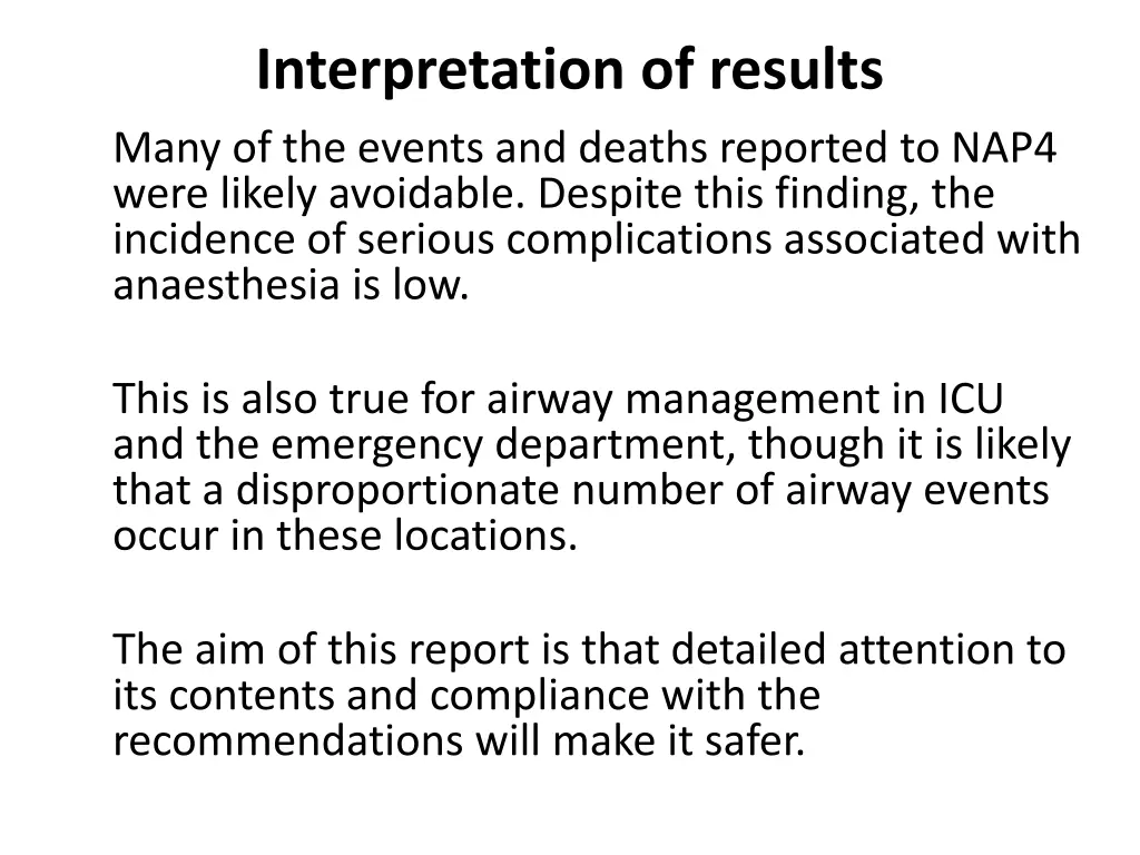 interpretation of results many of the events