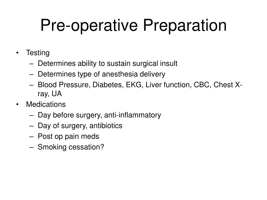 pre operative preparation