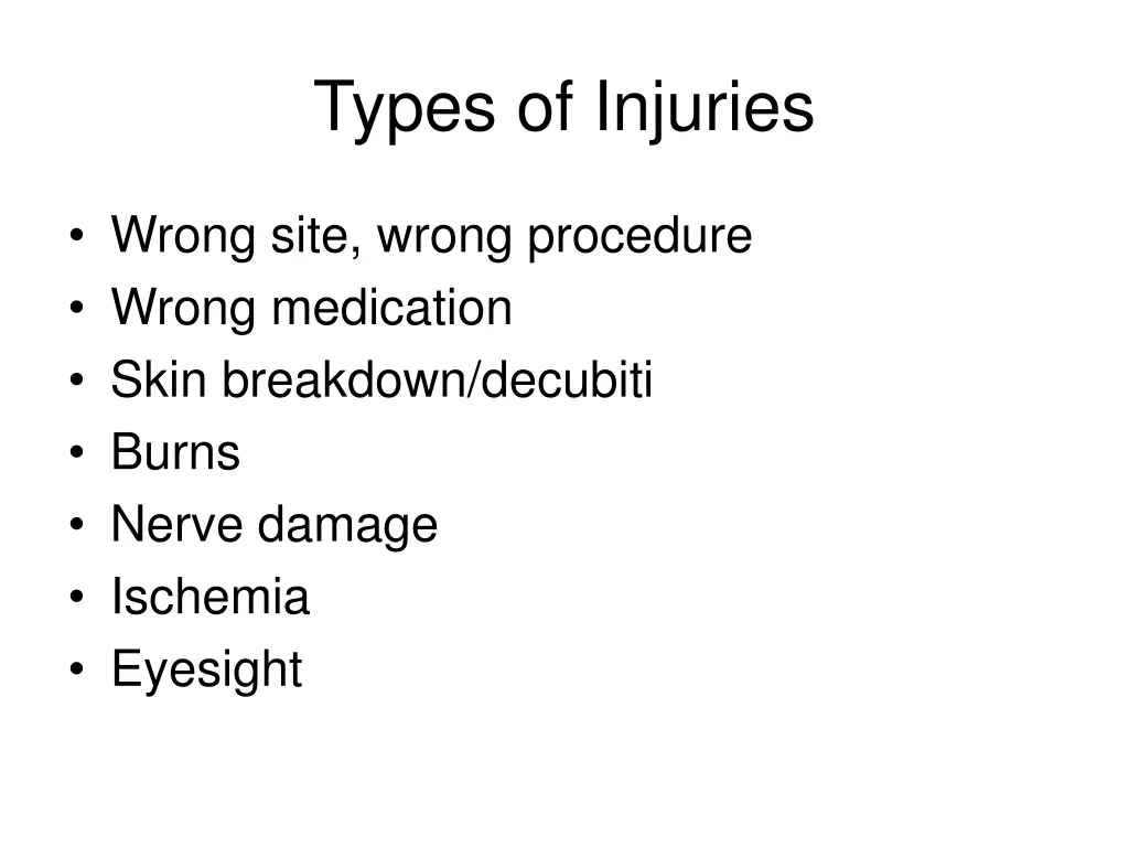 types of injuries