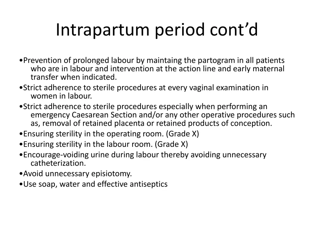 intrapartum period cont d