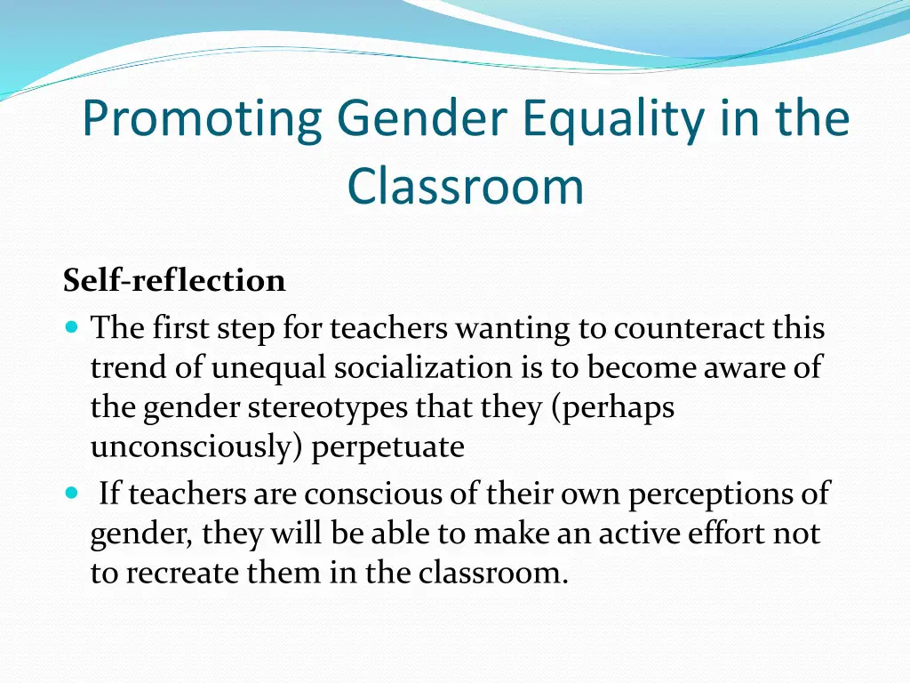 promoting gender equality in the classroom