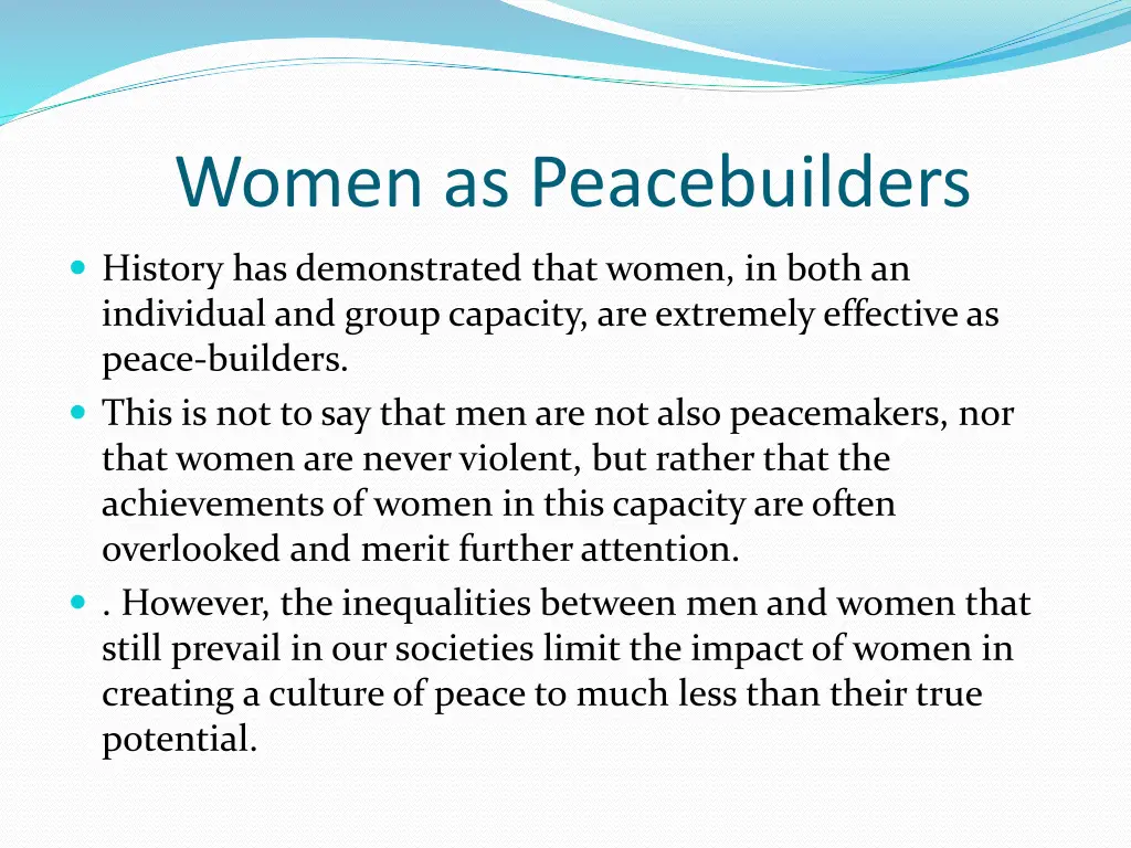 women as peacebuilders