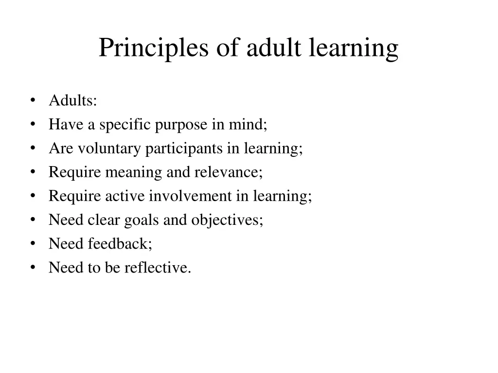 principles of adult learning