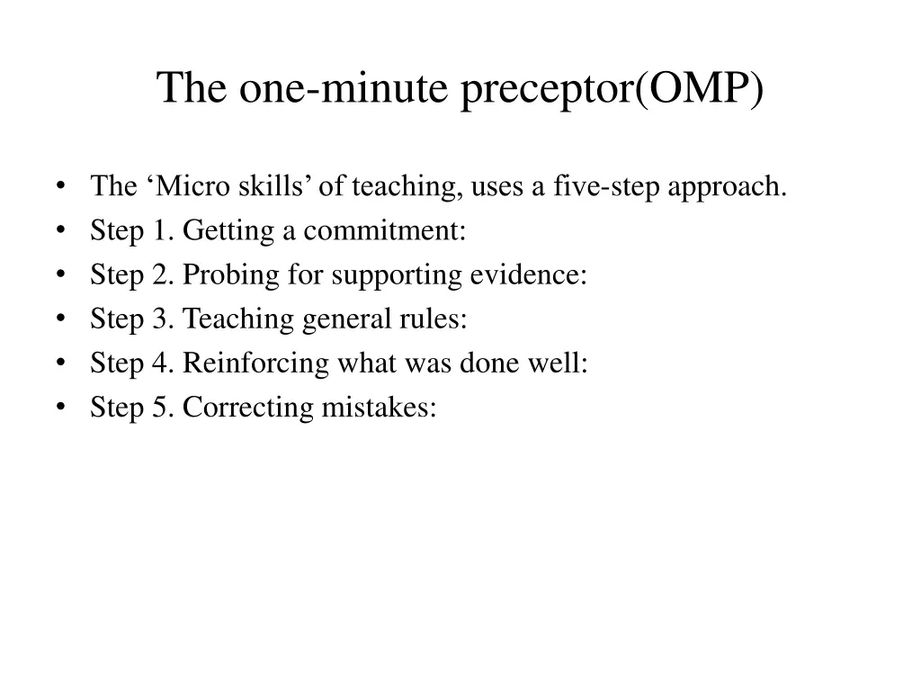 the one minute preceptor omp