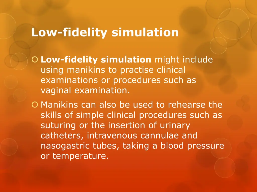 low fidelity simulation