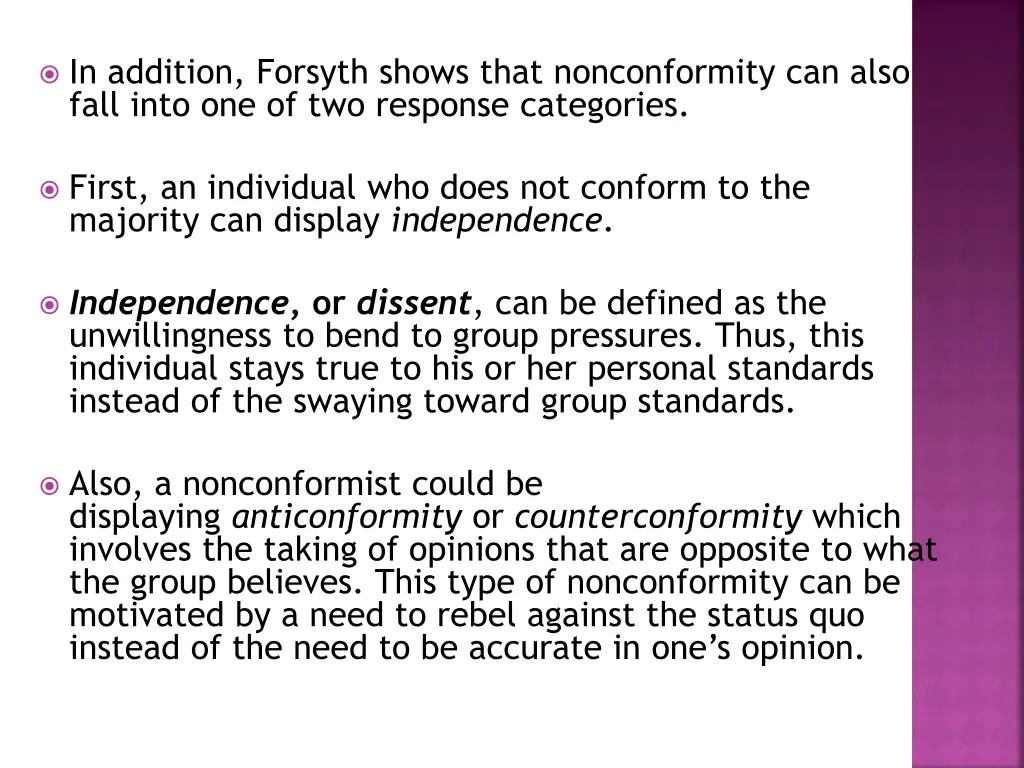 in addition forsyth shows that nonconformity