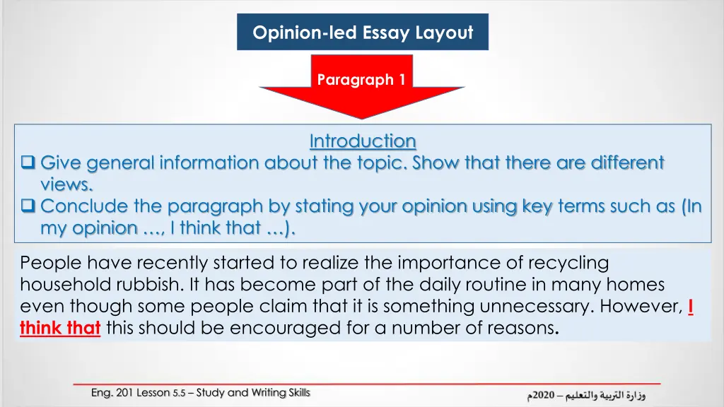 opinion led essay layout