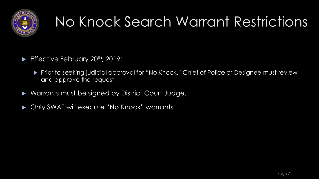 no knock search warrant restrictions