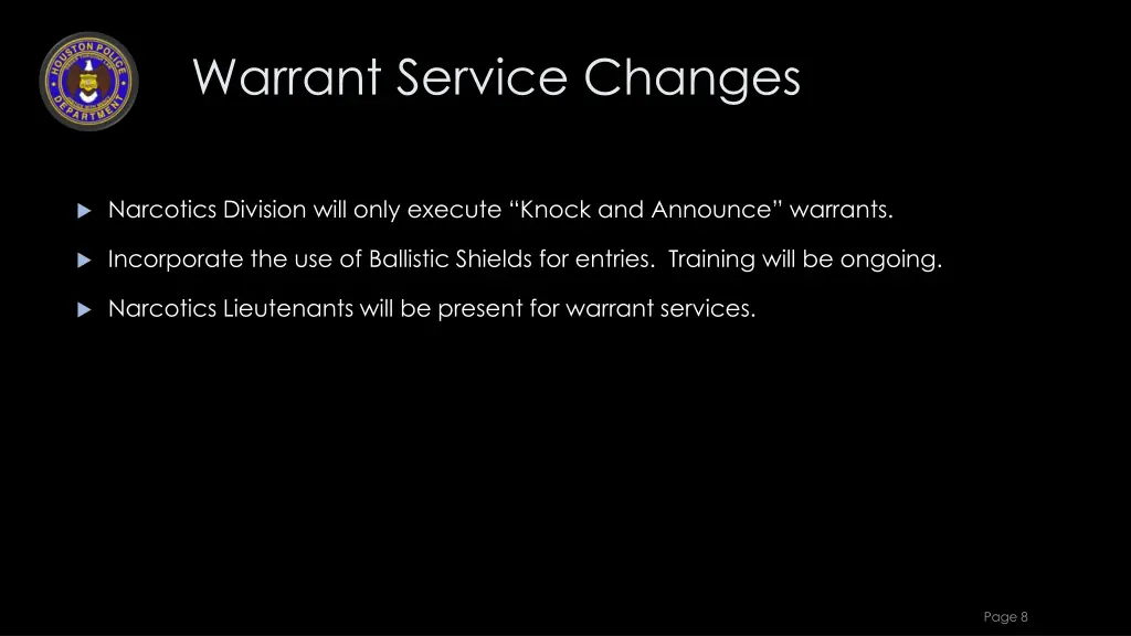 warrant service changes